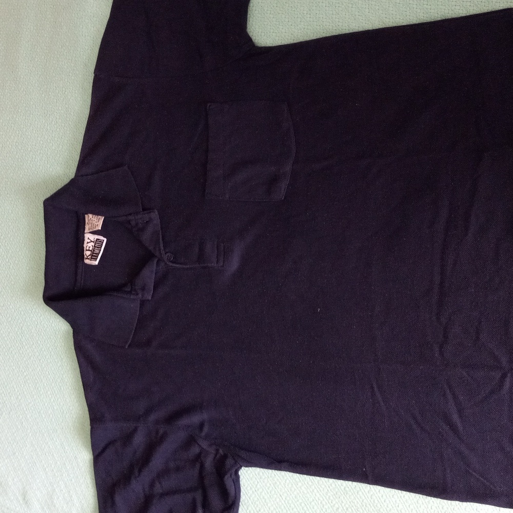 Key Elements Navy Blue Polo-style Short Sleeve Shirt (Size: Small)